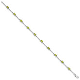 Sterling Silver Rhodium-plated Peridot Bracelet